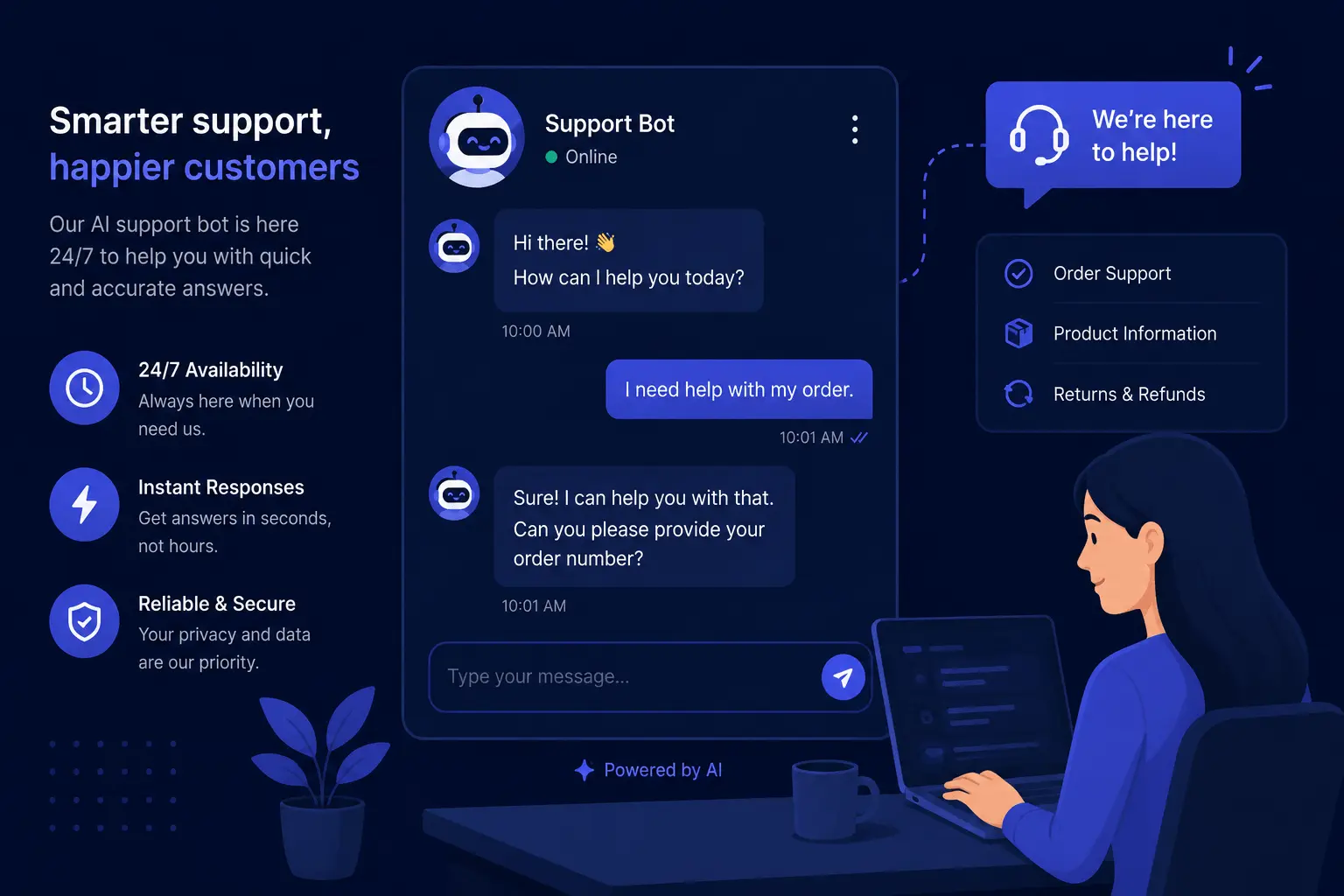 AI chatbot interface for small business customer service