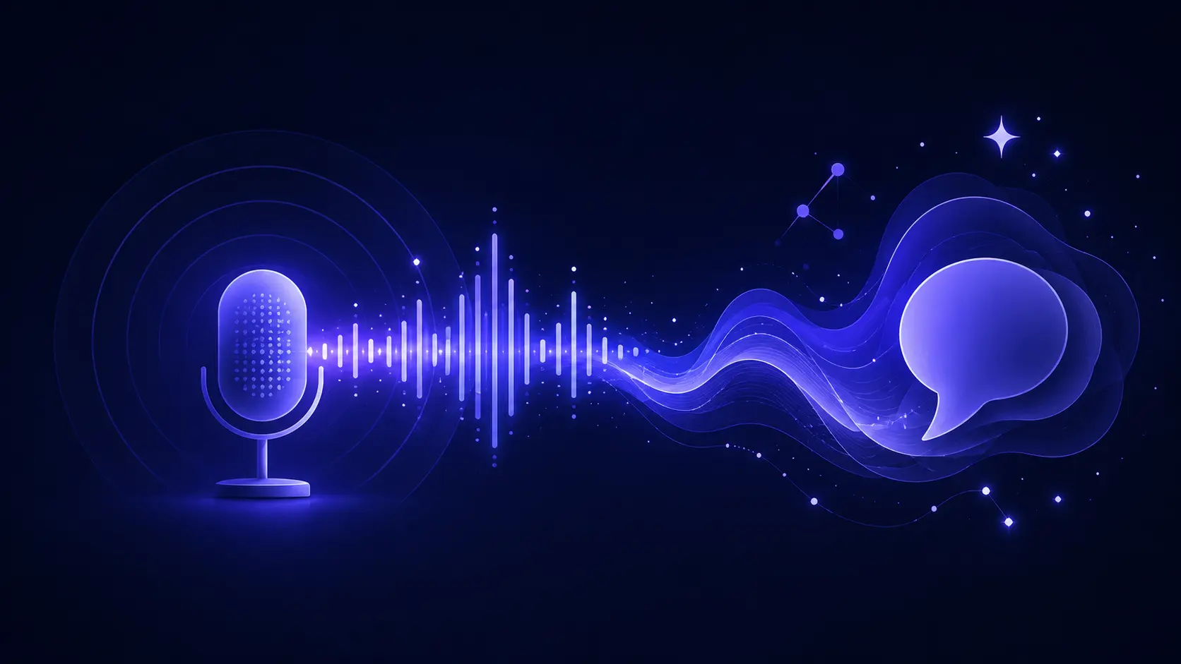 Content creator using AI voice generator software to produce realistic speech audio