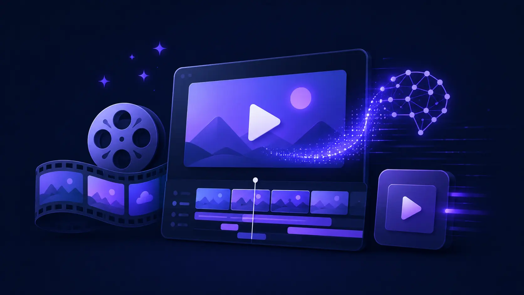 AI video generation workspace shown on a creative monitor setup
