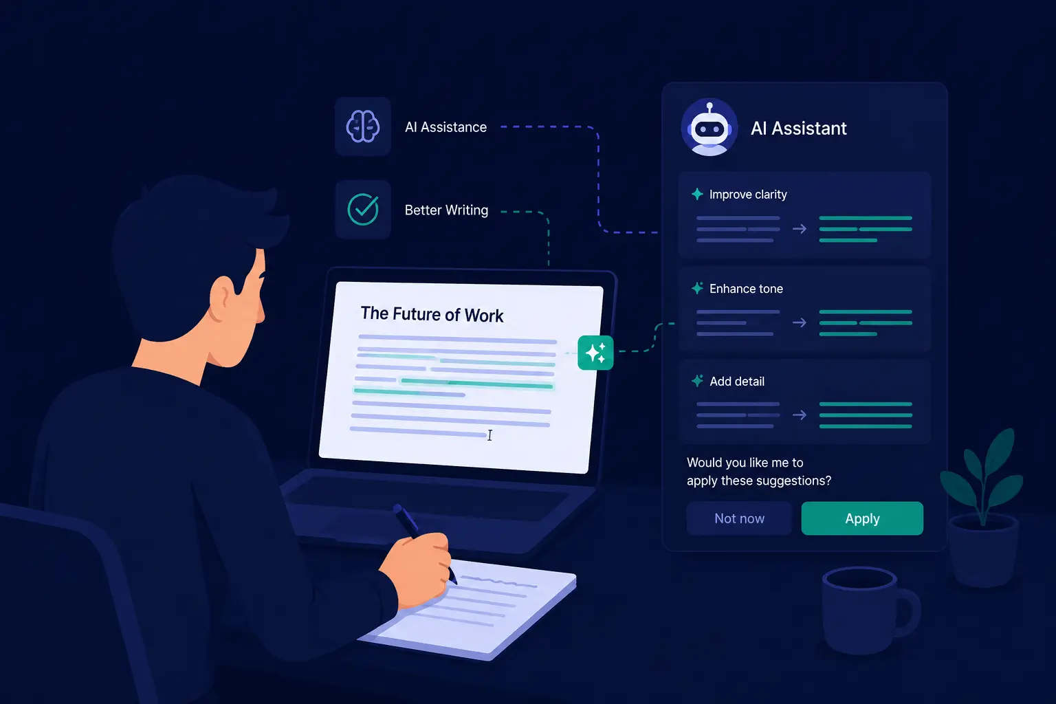 Writer using AI tools to create blog content faster