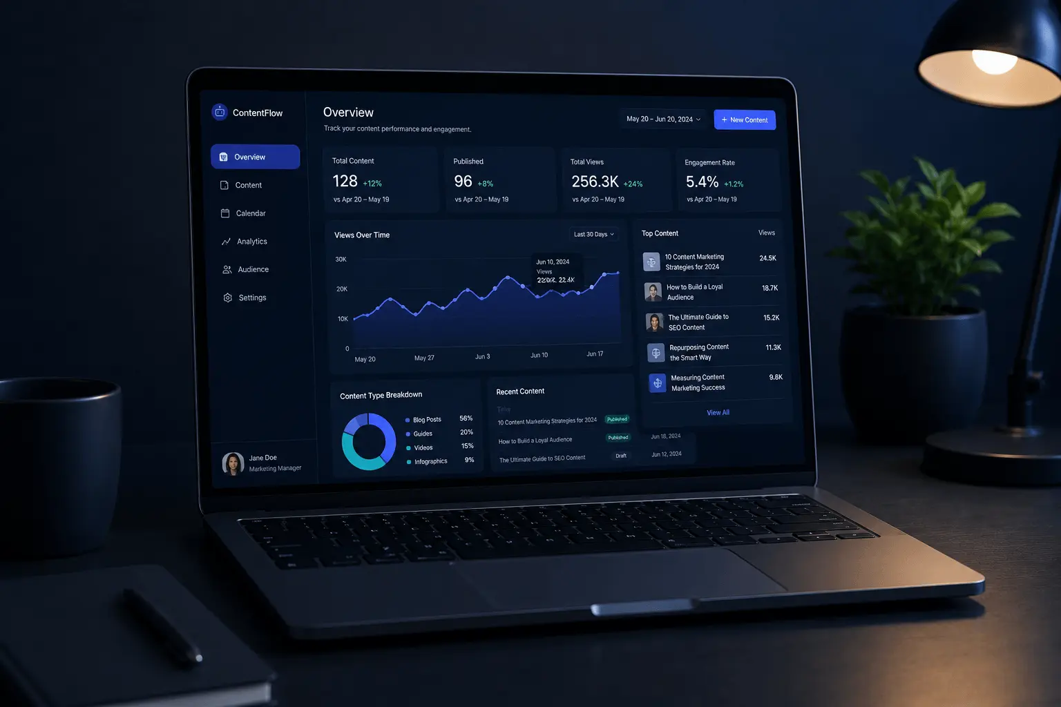 Jasper AI writing platform interface on a modern laptop